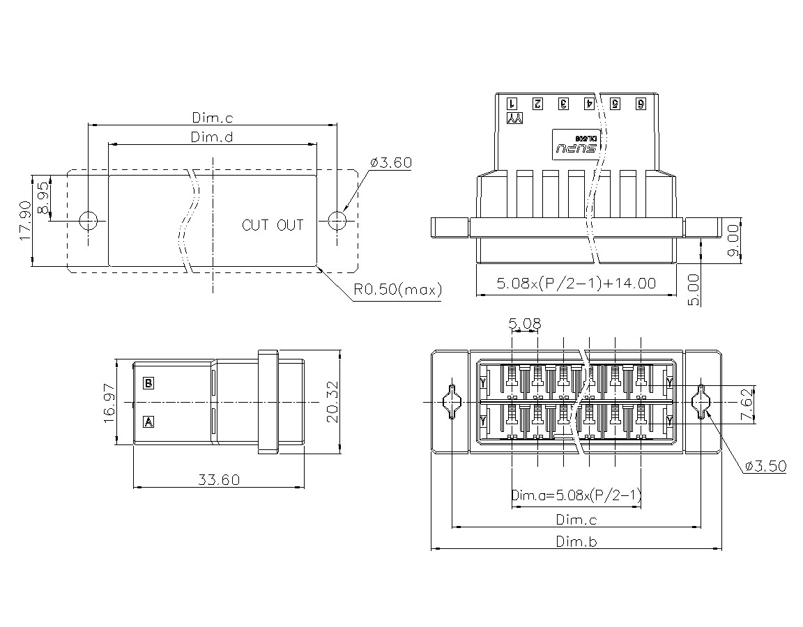 动态接插件连接器DL508H2XXF-BK-YY12(06 12)-蓝狮